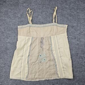 Vintage Matty M Tank Top Womens Large Y2K Embroidered Boho Silk Empire Waist